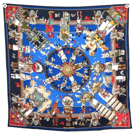 hermes kachinas scarf blue|hermes scarves for women.